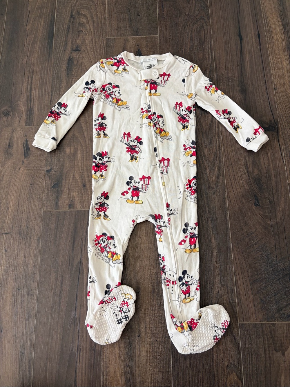 Pottery Barns Kids Baby One-Piece Footed Pajama Minnie & Mickey Print